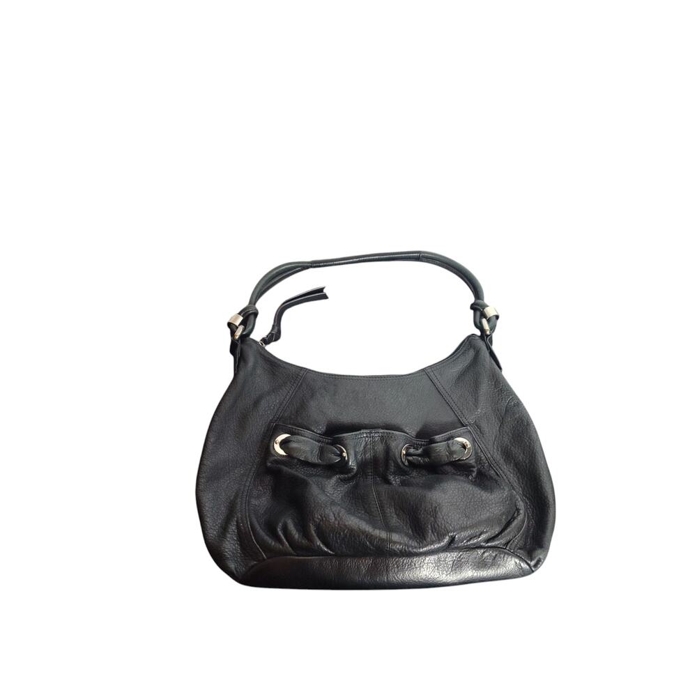 B. Makowsky Black Pebbled Leather Hobo Bag